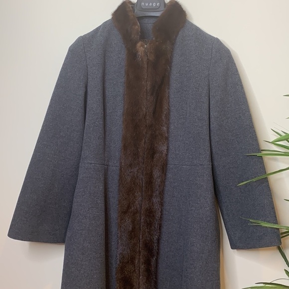 Neiman Marcus Vintage Gray Mink Trim 60’s Structured Princess Union Label Coat S - Picture 3 of 17
